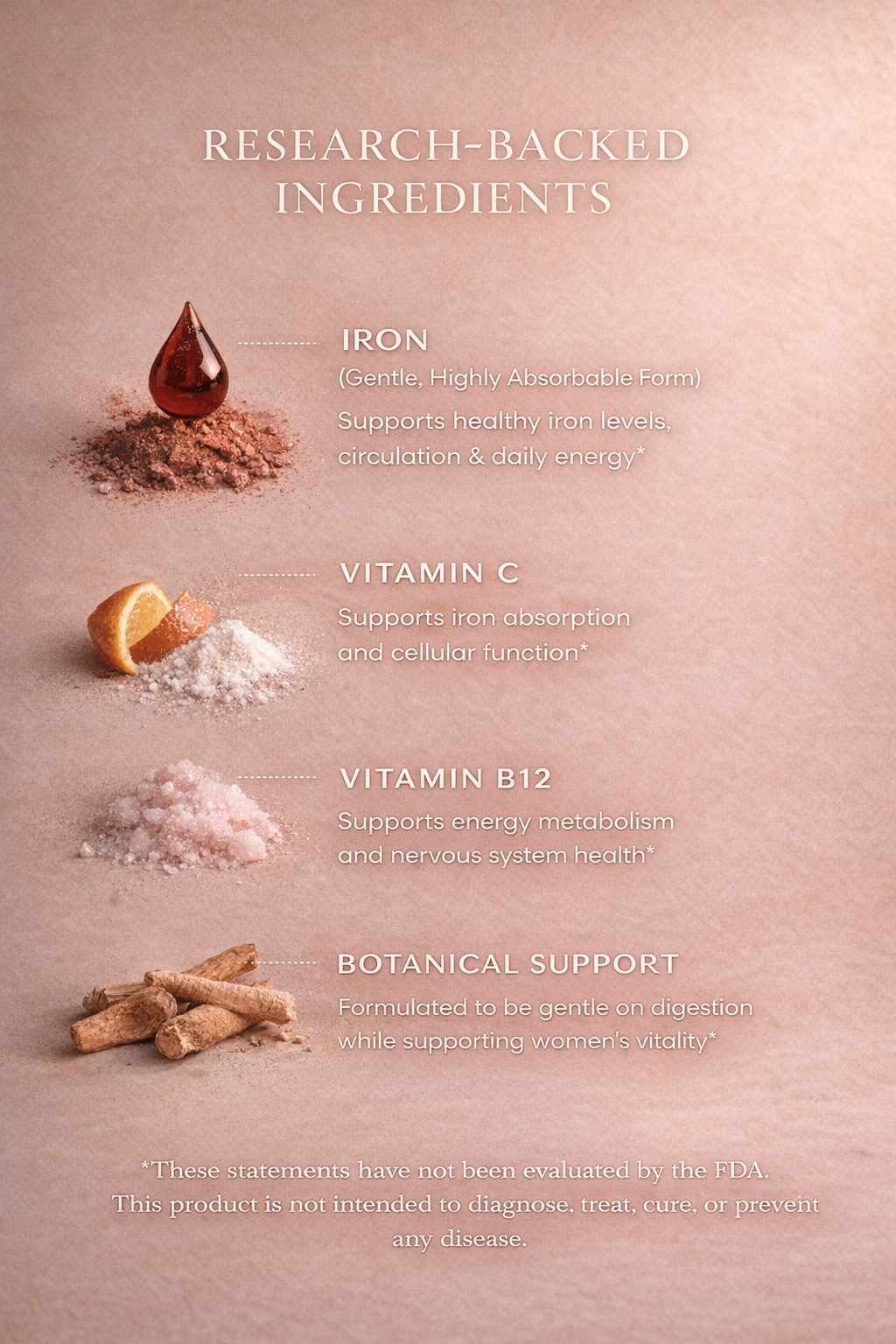 Iron Flow
Gentle Chelated Liquid Iron + Vitamin C + B12