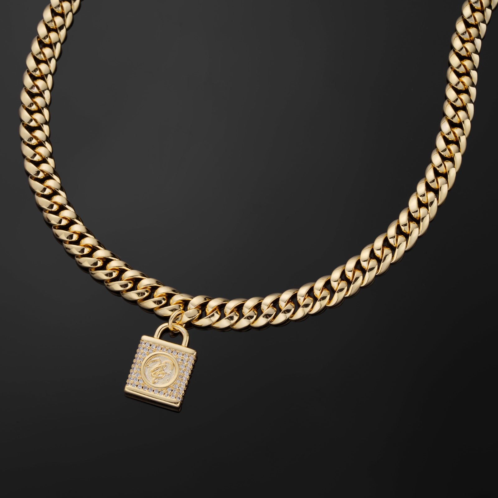 NS Lock Necklace — Cuban Link