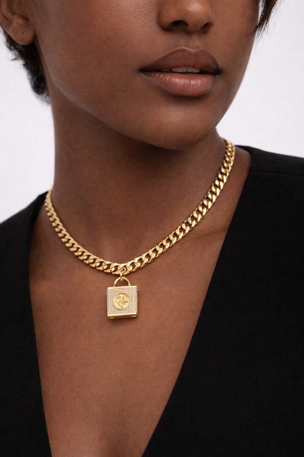 NS Lock Necklace — Cuban Link