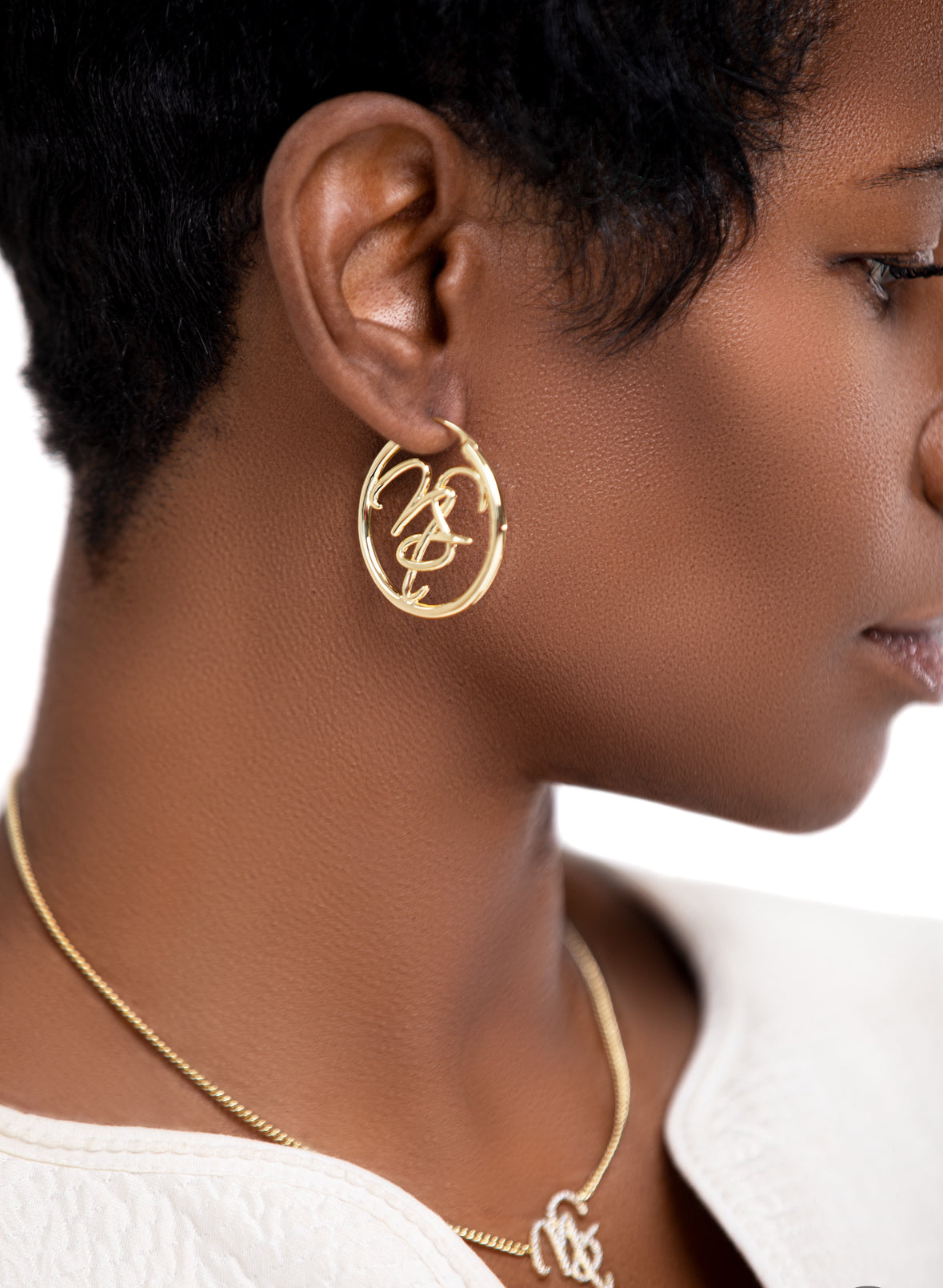 Natasha Somalia Monogram Hoop Earrings