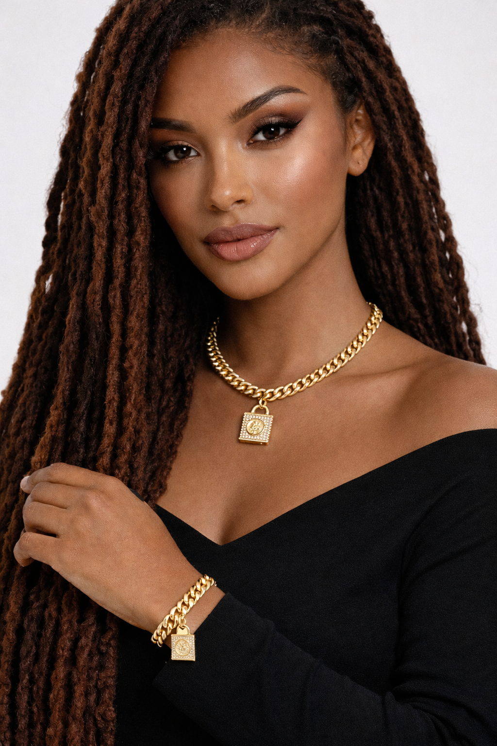 NS Lock Necklace — Cuban Link
