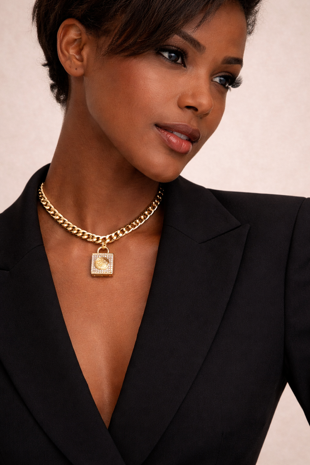 NS Lock Necklace — Cuban Link