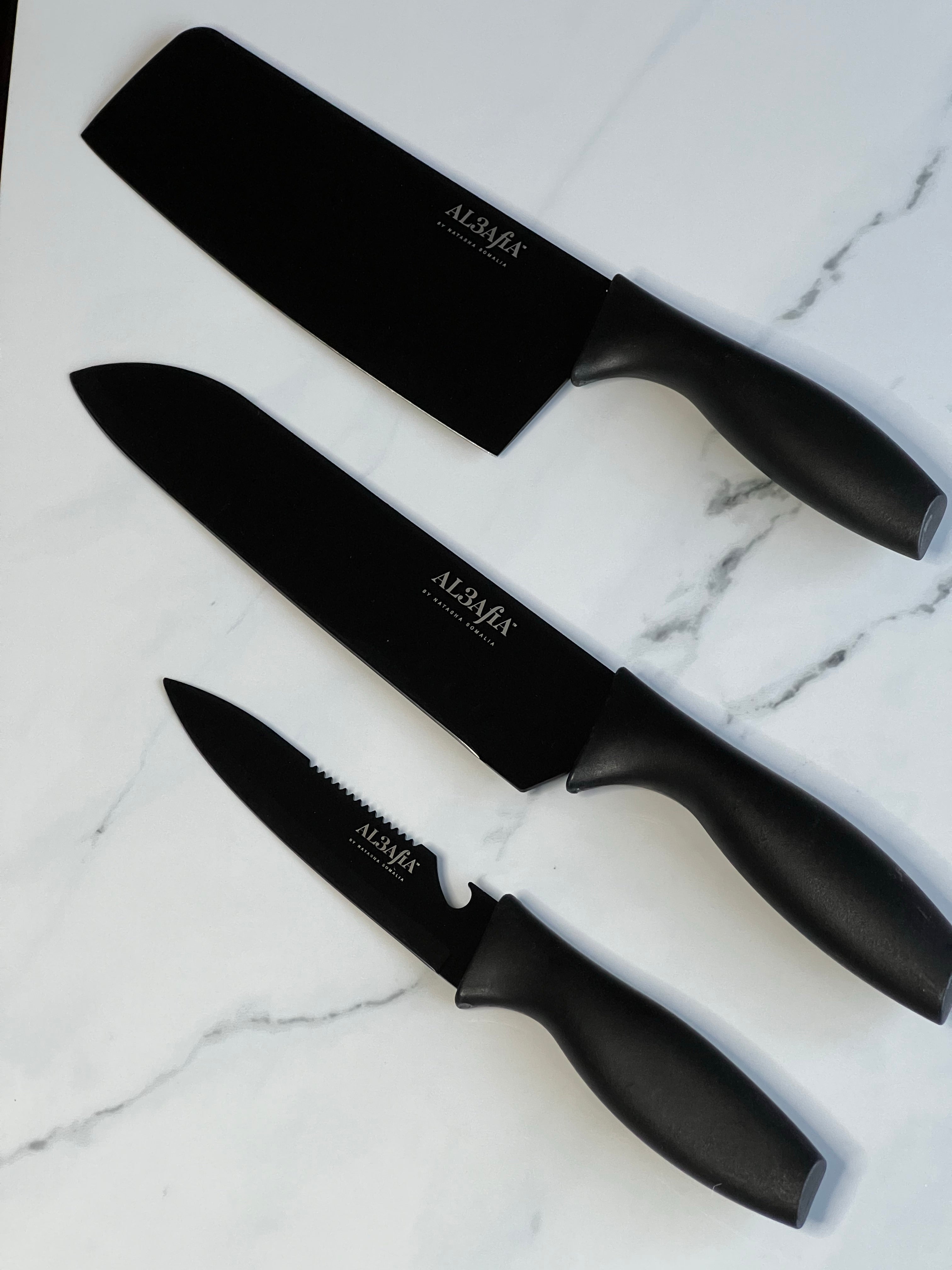 Al3afia Essential Fruit & Vegetable  Knife Set of 3 Matte Black